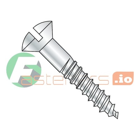 Newport Fasteners Wood Screw, #10, 1 in, Zinc Plated Steel Oval Head Slotted Drive, 3000 PK 947571